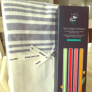 Stone Cold Fox Tea Towels and Silicone Straws NWT